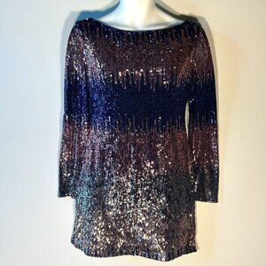 B. Darlin SZ L Sequin Ombre' Sheath Dress cocktail night club prom disco Y2K